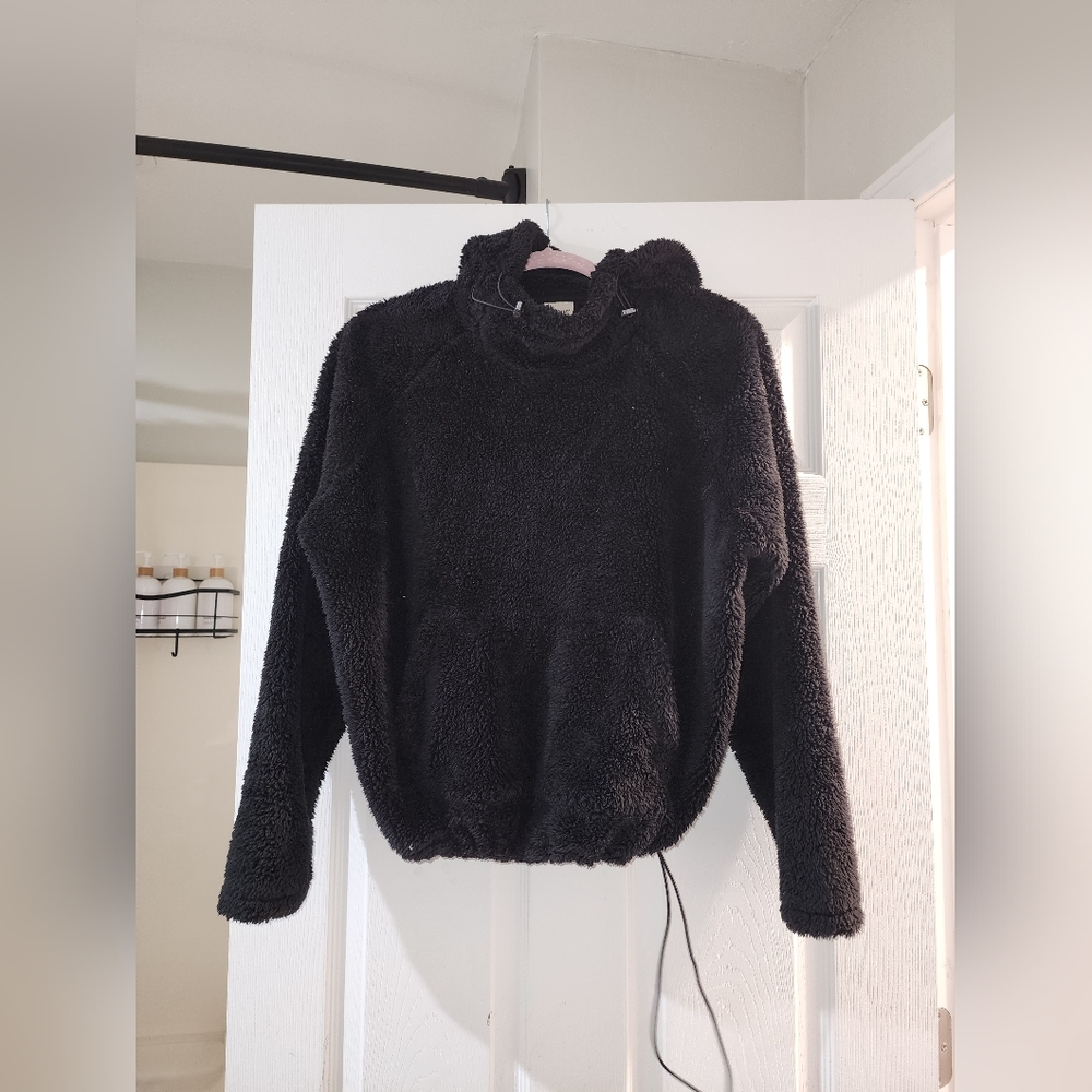 Black furry sweater with hood